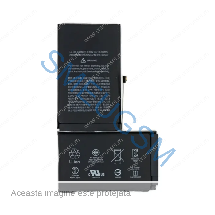 baterie iPhone XS Max originală SmeuGSM Constanța 3174 mAh montare profesională fără eroare meniu garanție 6 luni